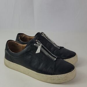 Frye Lena Black Leather Zip Up Women's Sneakers